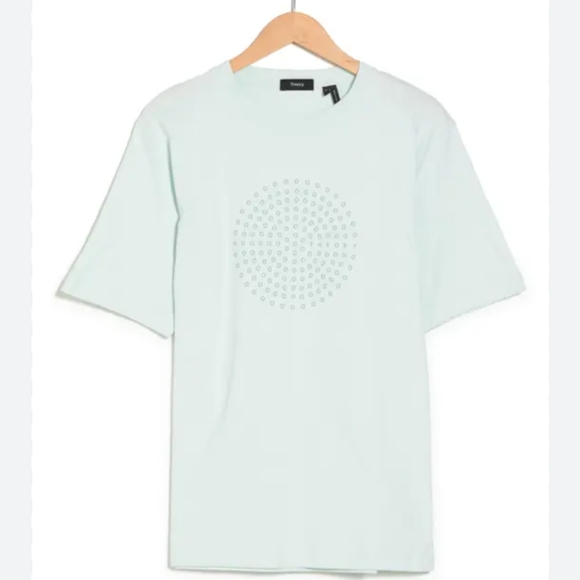 Theory Ryder Tee Rams Print Light Stratus - Picture 1 of 8